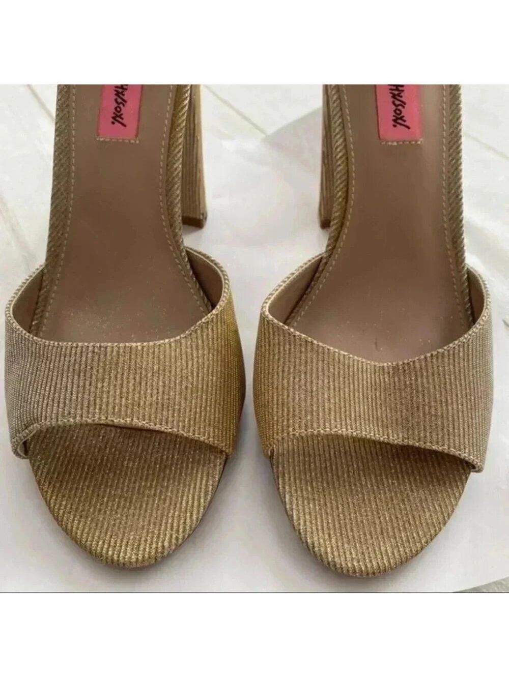Betsey Johnson Jess Gold Sparkle Sandal Heels size 8.5 - Picture 3 of 13